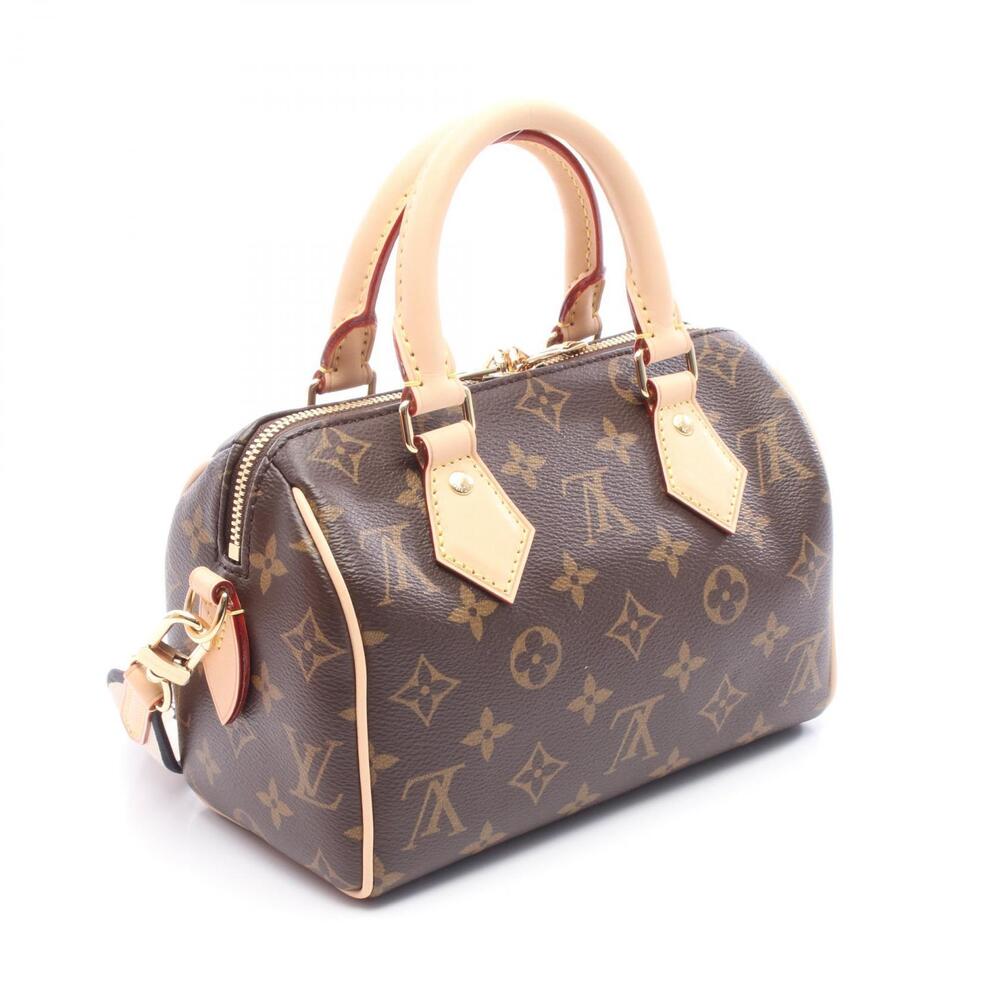 Louis Vuitton Brown leather Speedy Bandouliere Monogram canvas handbag